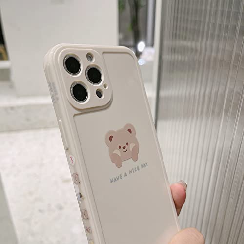 Ownest Compatible For Iphone 13 Pro Max Case Cute Painted Design Brown Bear With Cheeks For Women Girls Fashion Slim Soft Flexible Tpu Rubber For Iphone 13 Pro Max-Beige #TOP5