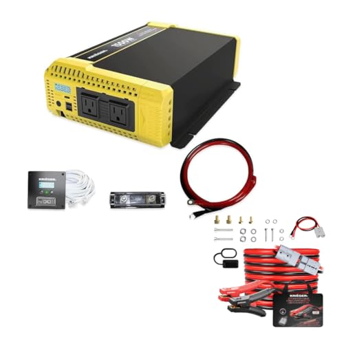 Image of Krieger Emergency Vehicle Kit - Includes 1500 Watt 12V Power Inverter + 30 Ft 2 AWG Jumper Cables