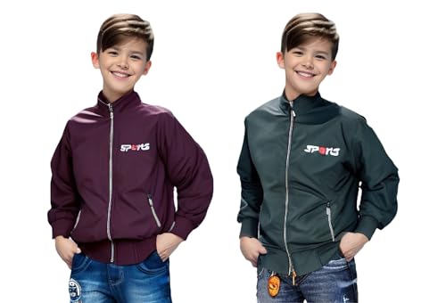 Image of HRKK Kids Windcheaters Solid Polyester Blend Jackets for Boys and Girls |