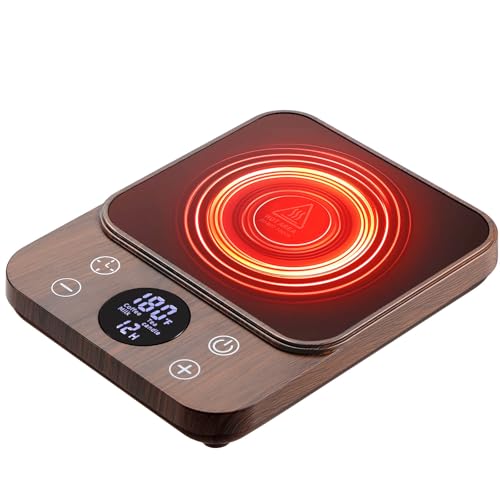 Cup Warmer for Coffee - Fastest Heating & Highest Temperature, Coffee Mug Warmer for Desk Auto Shut Off, 1-12h Timer for Scheduled Start, Electric Beverage Warmer for Coffee (Woodgrain, NO Cup)