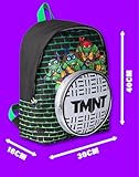 Teenage Mutant Ninja Turtles Kids Backpack in Black & Green | TMNT Sewers Pocket Bag with Adjustable Straps | Cartoon Character School Rucksack - Image 3