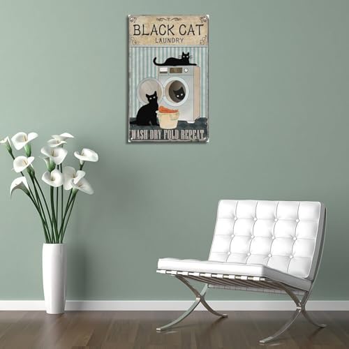 Poster mural décoratif chat noir rétro 20x30cm cadre vintage - 5