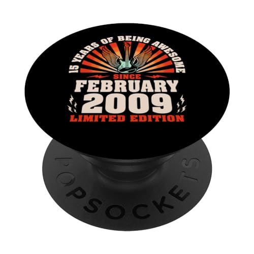 15º Cumpleaños Guitarristas de 15 Años Nacidos En Febrero 2009 PopSockets PopGrip Intercambiable