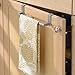 mDesign Steel Metal Wire Over Cabinet Towel Rack Storage Organizer - Hang on Cabinet or Door - Towel Bar Holder for Kitchen - Holds Hand Towels, Washcloths - Spira Collection - Silver