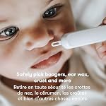 Frida Baby Outil de nettoyage 3-en-1 pour nez, ongles + cérumen, nettoyeur d'oreilles pour bébés + nettoyeur de nez et outil pour ongles pour bébés + tout-petits, nettoyez en toute sécurité les crottes de nez de bébé