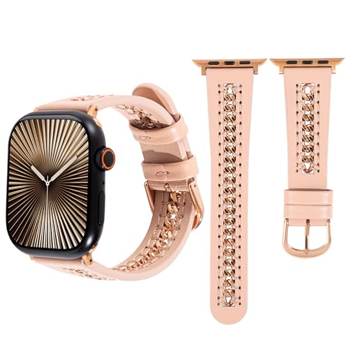 HANDODO Italian Genuine Leather Band with gold chain details