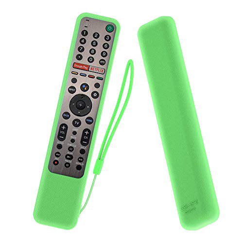 Image of Oboe Silicone Cover for Sony Smart TV Voice Remote RMF-TX600U / RMF-TX500E - Protective Case With Loop (Glow in Dark Green) [Remote NOT Included]
