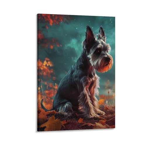 Tableau impression sur toile Schnauzer aux finitions soignees pour interieur chic