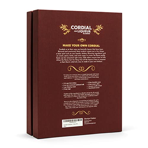 Glassique Cadeau 2 Oz Liquor And Cordial Mini Wine Glasses | Set Of 6 | Crystal Stemmed Shot Glasses For Drinking Limoncello, Aperitif, Schnapps, Digestive, After Dinner Drink, Liqueur, Sherry #TOP6