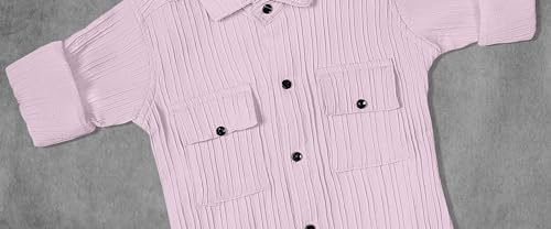 Image of Zilcon Boys' Long Sleeve Button Down Shirt for Kids Woven Solid Two Pockets