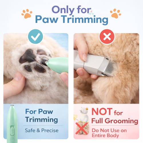 Image of Paw Trimmer with LED Light for Pet Dog,Cat, Multipurpose Grooming Tool, Light Blue with USB Charging (Sky Blue)