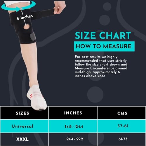 Image of CUREWRAP Adjustable NEOPRENE HINGED KNEE BRACE UNIVERSAL SIZE (14.8 inch 24.4 inch) for Men & Women| Knee Support Pain Relief, ACL, Meniscus, Ligament Tear, Arthritis, Post-Surgery, Injury & Sports Recovery | 12.5 INCH Long Knee Stabilizers