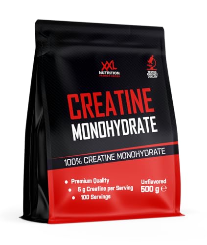 XXL Nutrition - Creatine Monohydraat - Supplement voor Spieropbouw & Prestaties, 100% Pure Creatine Monohydraat - Poeder - Diverse Smaken - Smaakloos - 500 Gram (100 doseringen)