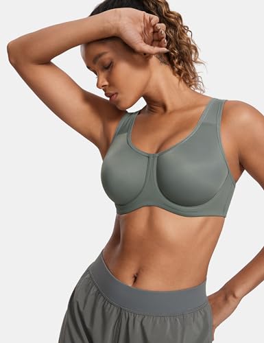 Image of SYROKAN Women's Max Control Underwire Sports Bra High Impact Plus Size with Adjustable Straps Unlined Bra
