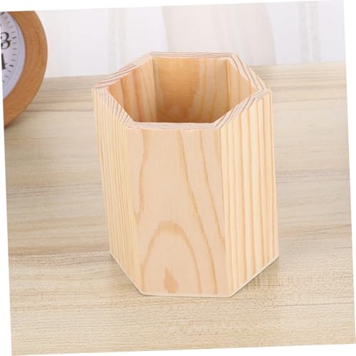 Porte crayons bois naturel pour bureau encombré : la solution de rangement géométrique en pin