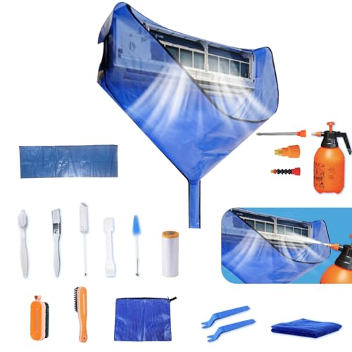 Kikepilm Mini kit de nettoyage pour pompe à chaleur à paroi fendue, kit de nettoyage pour pompe à chaleur, 18 pièces (bleu)