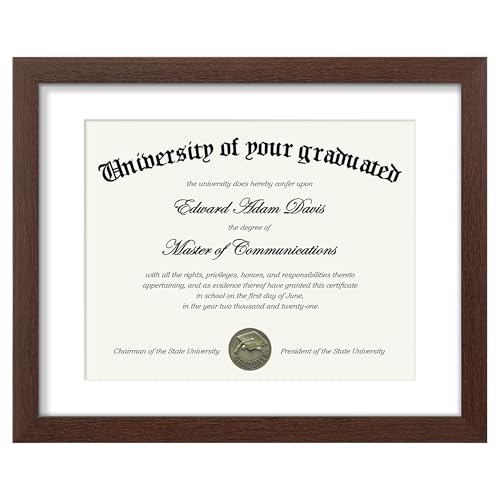 Image of upsimples Diploma Frame with 8.5x11, 11x14 Degree frames, Brown 1 Pack | Showcases Diploma, Certificate and Document, Wall or Tabletop Decor for Dorm or Office, Graduation Gift