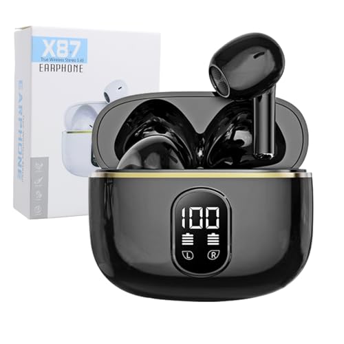 Wireless Headphones Earbuds Bluetooth Headphones In Ear with LED Display Charging Case Noise Cancelling Mic IPX4 Waterproof Bluetooth Earbuds HiFi Stereo Bluetooth Ear Buds for Work Running Sport