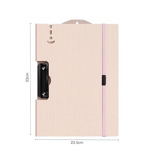 Image of oddpod Horizontal A4 Plastic Clipboard with Elastic Strap /Multi-Function Document Paper Storage File Folder with Outer Cover for Students & Professionals - Light Pink
