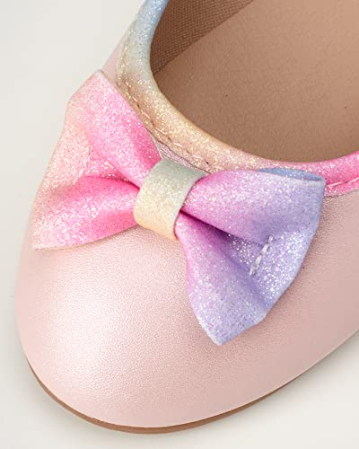 Kensie Girl Shoes - Classic Leatherette Ballet Flats With Glitter Bow (Toddler/Girl), Size 8 Toddler, Pink Multi Glitter #TOP2