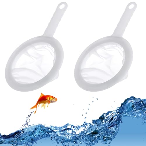 Niuhong 2 Pcs Mini Feinmaschig Aquarium Fischfangnetze Mit Kunststoffgriff Garnelen-Trennnetz Fischnetz Shrimp Sauber Netzsieb Nylon Aquarien Artemia Sieb Kleine Fischernetz Aquariensieb (A)