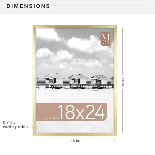 Image of MCS Foundation 18x24 Poster Frame Traditional Brass, Vertical & Horizontal Wall Hanging Large Picture Frame for Photos, Posters & Art Prints (1-Pack)