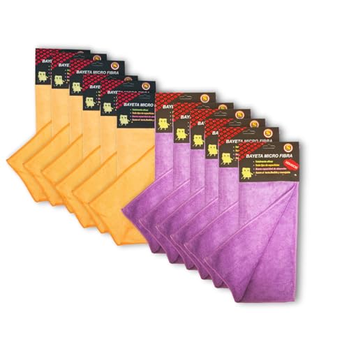 Super Mundo - 12 Paños de Limpieza de Microfibra, Bayetas Microfibras,Trapos Cocina, 12 Unidades, 30 x 40 cm, Colores