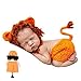 Produktbild 1 Packung Neugeborenes Fotografie Kostüm Nette Karikatur-Löwe-Schlafmütze und Hosen-Baby Crochet Strick Outfit Kostüm Lustiger Entwurf Foto Props für Baby (orange)