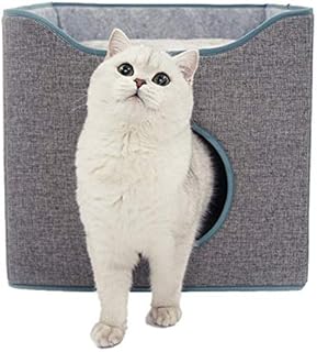 Tofern Foldable Cat House Cozy Cat Condo Reversible Cushion Cat Cube Scratch Resistant Cat Bed Cave