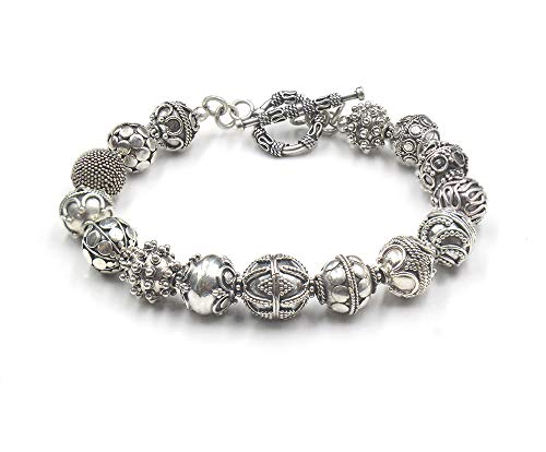Sterling Silver Bali Beads Bracelet, Ladies Bead Bracelet, Silver Beads Bracelet #TOP6