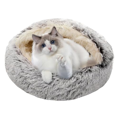 JOLIGAEA Letto lenitivo per cani e gatti, 50 cm, soffice e rotondo, per animali domestici di piccole e medie dimensioni