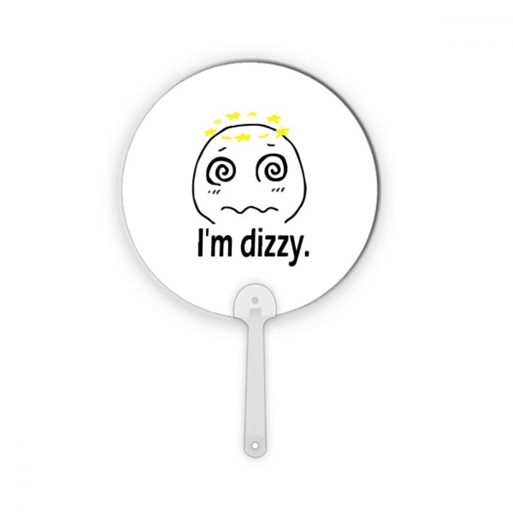 Éventail rond en plastique robuste avec illustration chat noir Dizzy
