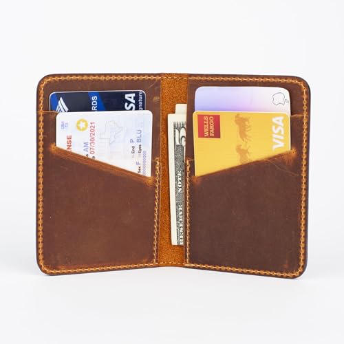 Handmade Slim Wallet for Men and Card Holder, Minimalist Wallet for Men, Card Holder Wallet, Front Pocket Wallets for Men, Credit Card Holder, Business Card Holder (Orange Camel)2