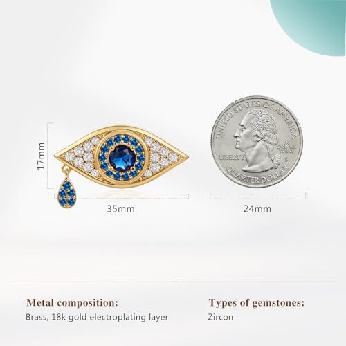 Image of Cicy Bell Evil Eye Brooch Pins 18K Gold Plated CZ Jewelry Broach | Fashion Lapel Pins, Hat Scarf Brooches, Pin Clips, Gifts for Women