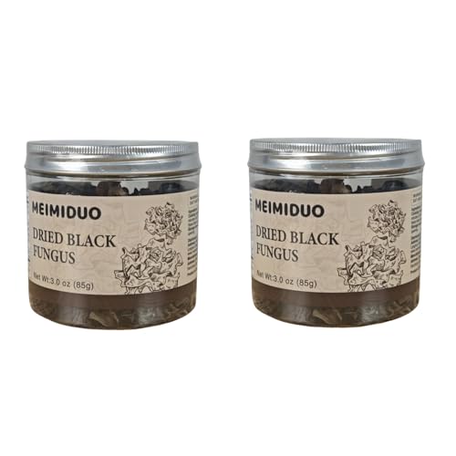 MEIMIDUO 6.0 Oz Dried Black Fungus Wood Ear Mushrooms, Premium All Natural Vegan(Pack of 2)
