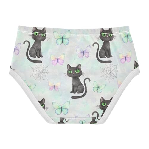 Black Cats Green Eyes Girl Panties, Toddler Girl Briefs, Cotton Underwear for Girls, 2–8 Years2