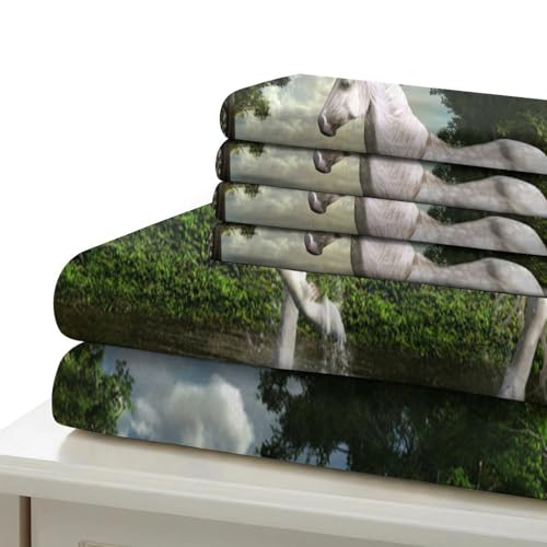 Housse de couette licorne 3D 135x200 microfibre pour lit single