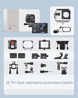 WOLFANG GA100 Action Cam 4K 20MP Unterwasserkamera WiFi 40M wasserdichte EIS Bildstabilisator Helmkamera 170°Weitwinkel Camcorder (Externem Mikrofon, 2.4G Fernbedienung, 2 Akkus und Zubehör Kit) – Ansicht 8