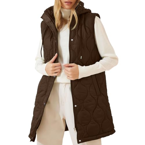 Gilet pour femme en polaire chaud veste d'hiver rembourrée et coupe-vent avec capuche