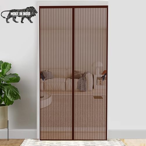 Image of KARP Mosquito Net for Door - Heavy Duty Mesh Screen Door with Stay-Open Buckle, Auto Close Magnets, Hands-Free Entry, Easy Install, Pet & Kid Friendly for Home (120 X 220, Coffee)
