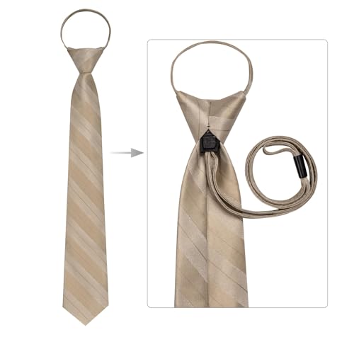 Image of Hi-Tie Zipper Ties for Men Pre-tied Tie Set Lapel Pin Pocket Square and Cufflinks Formal Business Wedding Adjustable Necktie
