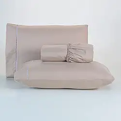 Jogo De Lençol 400 Fios Percal Poliéster Liso Toque Macio com Elástico Diversos Tamanho Solteiro Casal Queen King Size (Queen, Caqui)