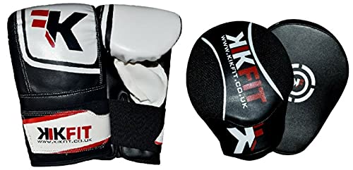Ensemble de gants et de coussinets de boxe KIKFIT pour le kickboxing et le gant de frappe MMA Muay Thai avec coussinets de boxe incurvés pour les arts martiaux Cover