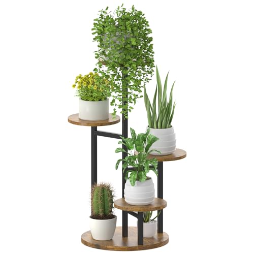 5 Tier Plant Stands Indoor Outdoor, Tiered Metal Wood Corner Plan...