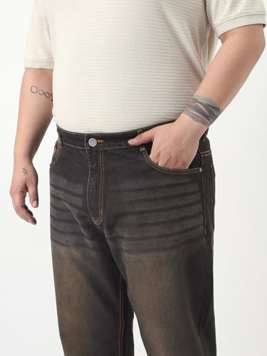 Image of Urbano Plus Men's Straight Fit Heavy Washed Jeans Stretchable