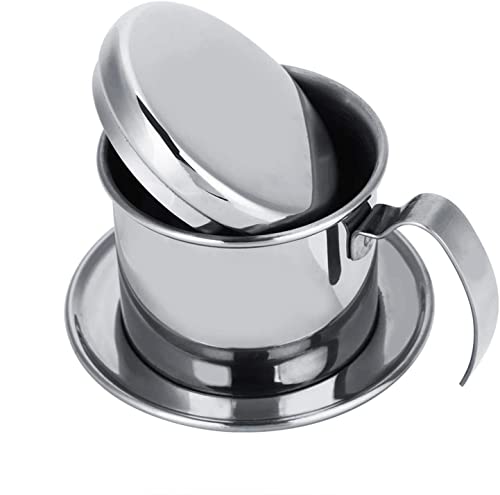 Vietnamese Coffee Drip Filter - Stainless Steel Maker Pot, Single Serving Cup, Manual Infuser Filter Dripper for Coffee Lovers (Silver)