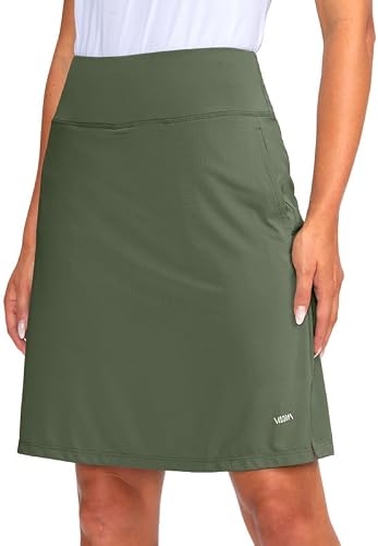 Viodia Women's 20" Knee Length Skorts Skirts Athletic Tennis Golf Skirt for Women Modest Sports Casual Summer Skirt with 5 Pockets Army Green