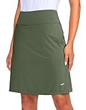 Viodia Women's 20' Knee Length Skorts Skirts Athletic Tennis Golf Skirt for Women Modest Sports Casual Summer Skirt with 5 Pockets Army Green