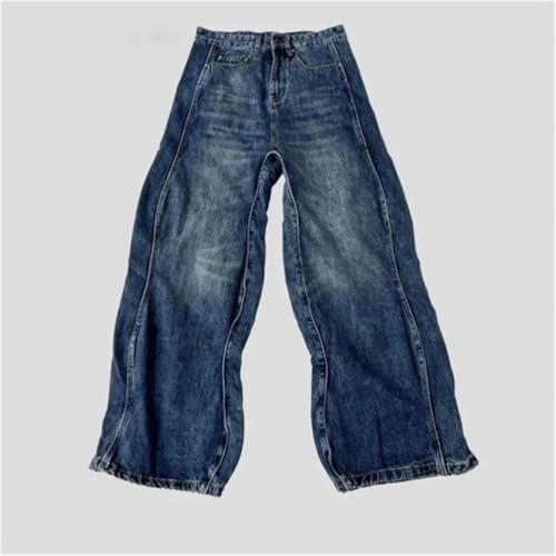 Men's High Street Wave Jeans, Punk Summer Style, Blue Denim, Undulating Straight Leg Trousers2
