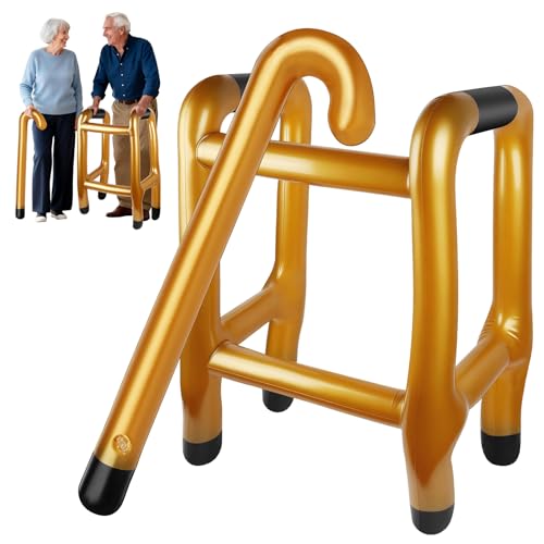 Aufblasbarer Rollator und Aufblasbarer Gehstock Set Rollator Aufblasbar Aufblasbare Gehhilfe und Spazierstock für Karneval Rente Cosplay Halloween Maskenbälle Lustiges Geschenk für Geburtstagsstreiche